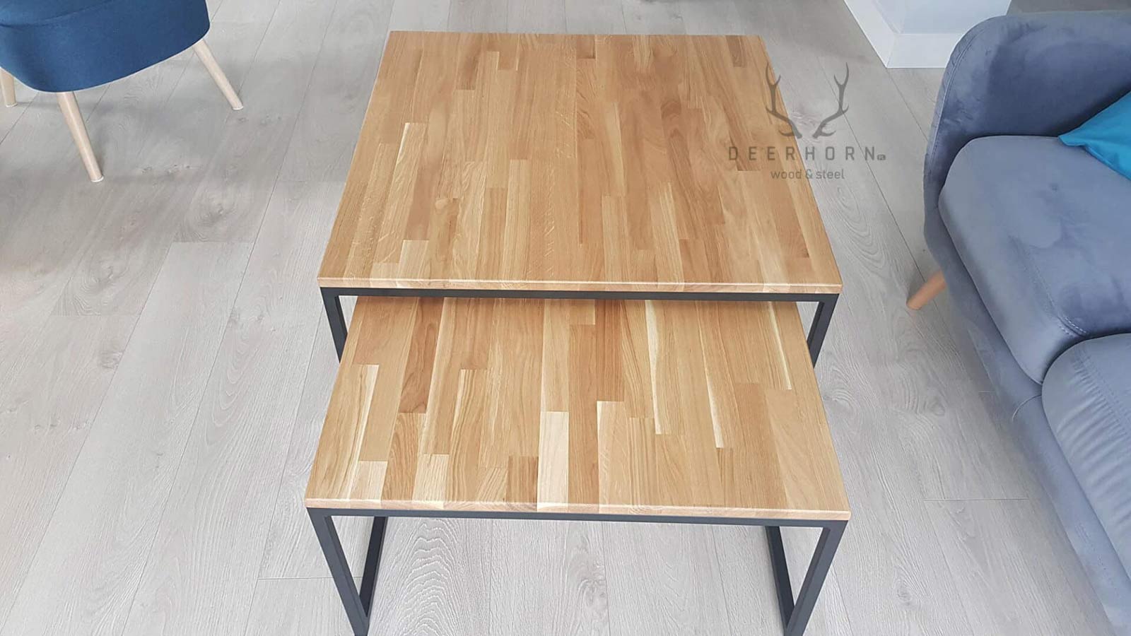 Einschiebbare Couchtische 2in1