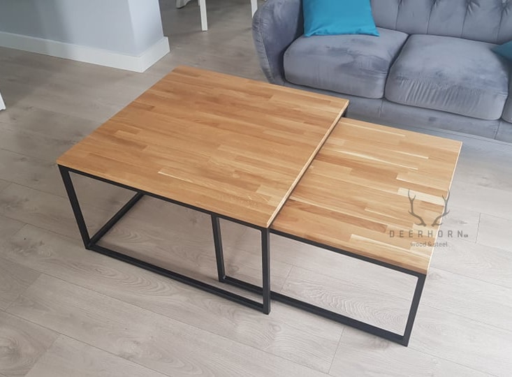 Einschiebbare Couchtische 2in1