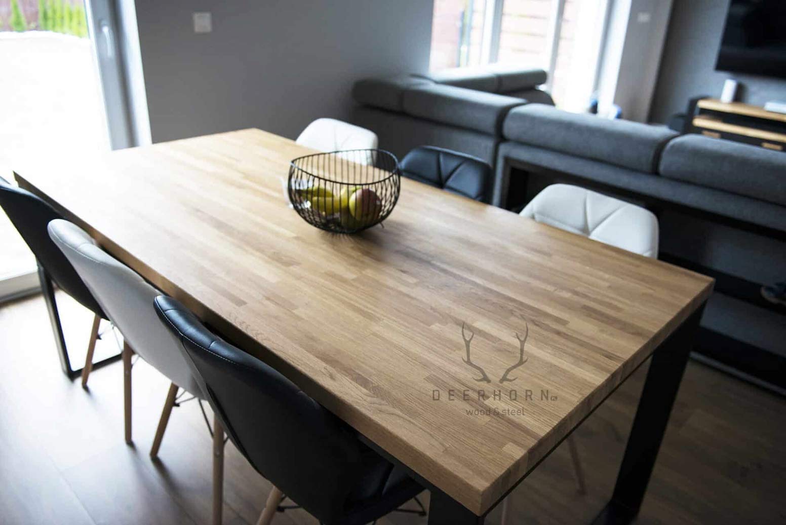Industrietisch mit Holzplatte Loft-Inspirationen für 6 oder 8 Personen