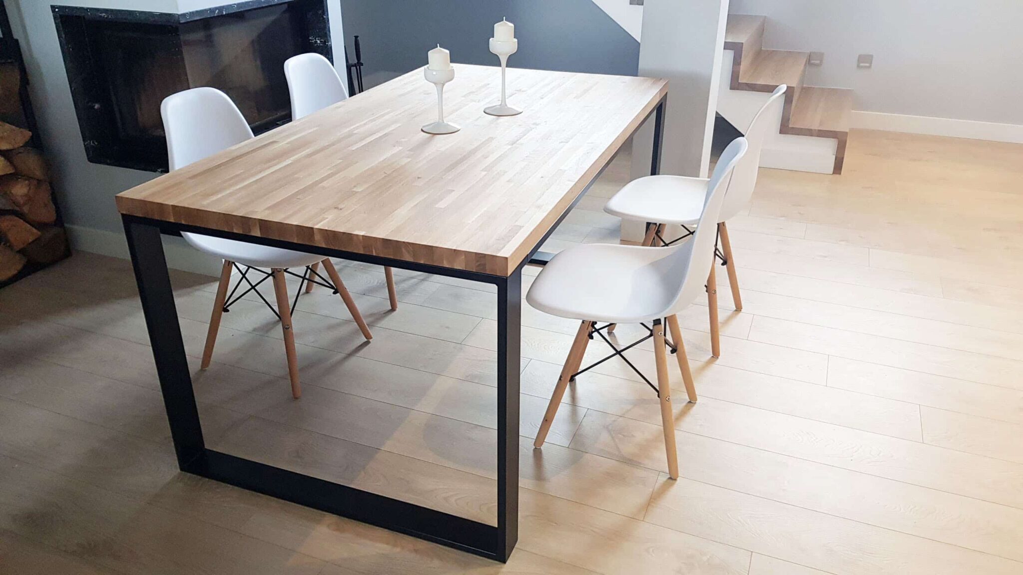 Industrietisch mit Holzplatte Loft-Inspirationen für 6 oder 8 Personen