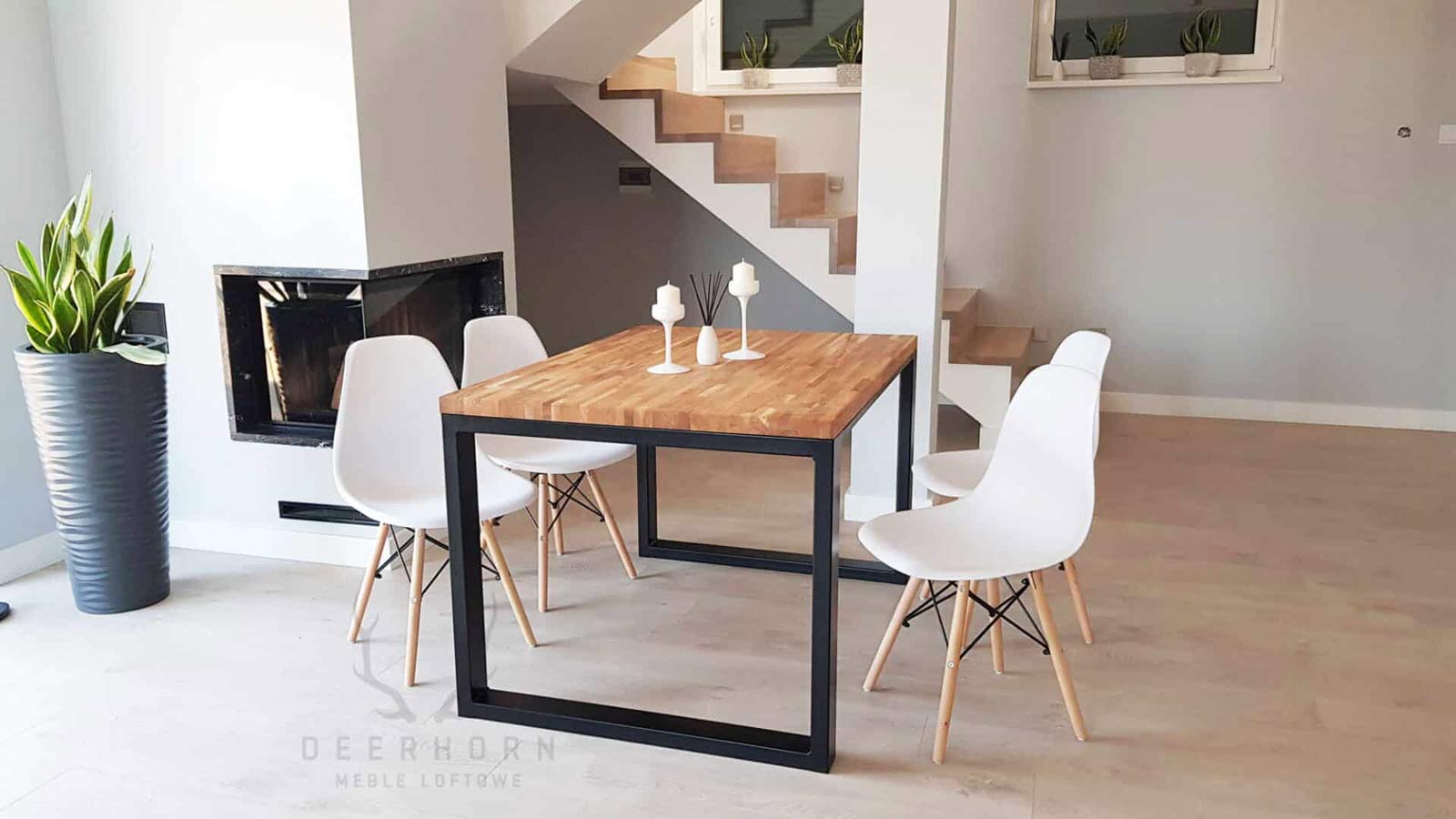 Industrietisch "loft kitchen" Eichenplatte für 6 oder 8 Personen