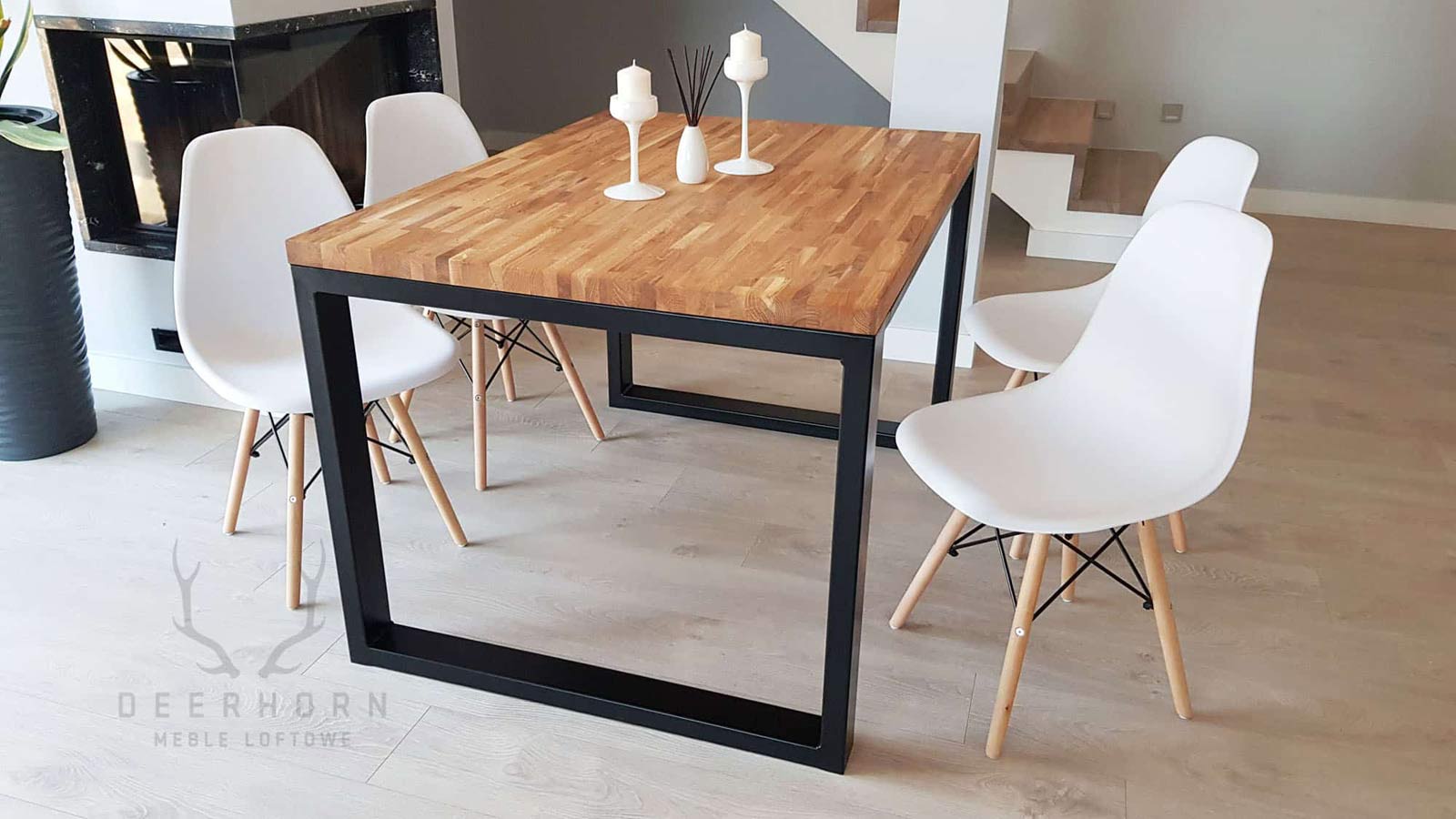 Industrietisch "loft kitchen" Eichenplatte für 6 oder 8 Personen