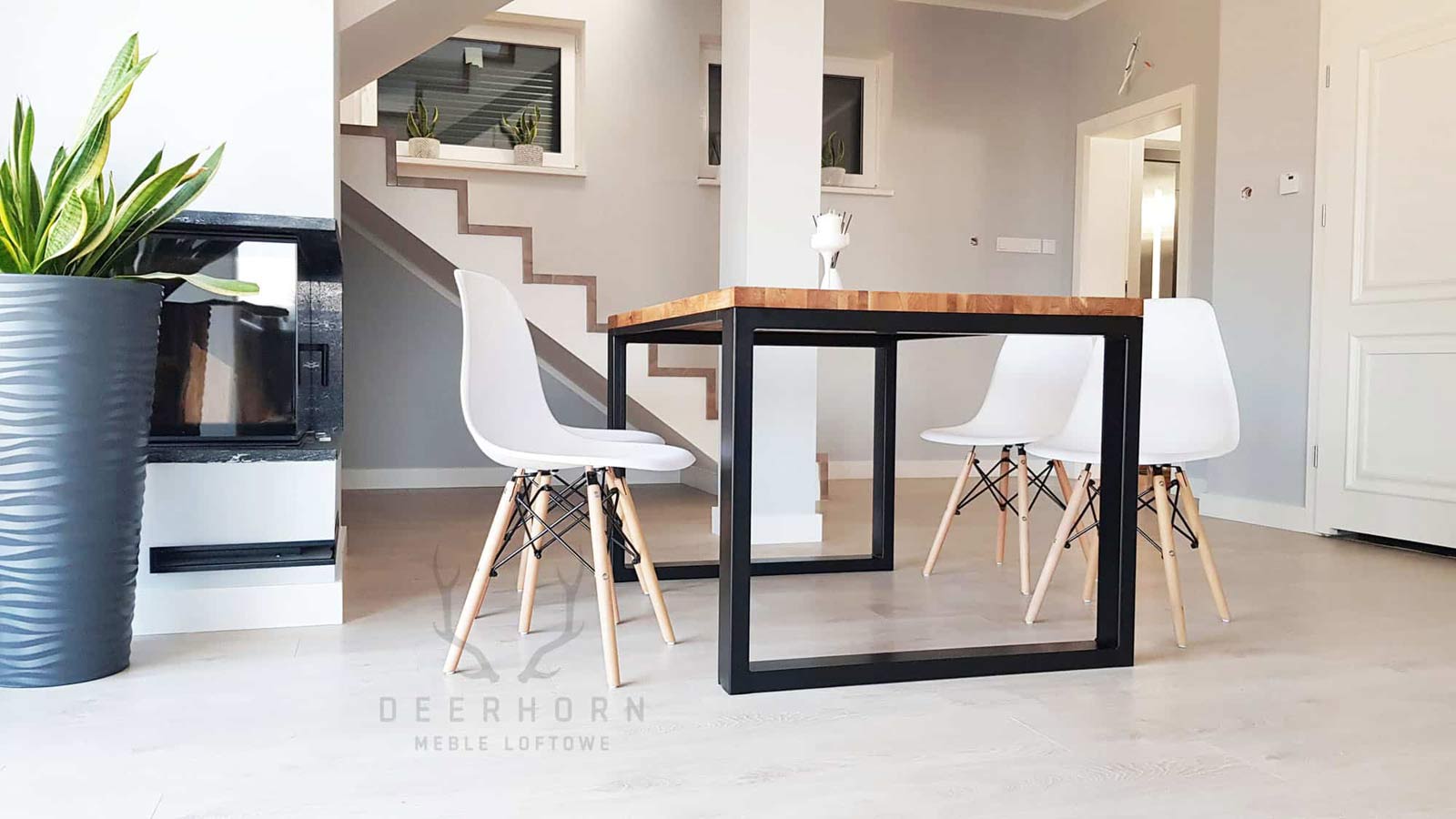 Industrietisch "loft kitchen" Eichenplatte für 6 oder 8 Personen