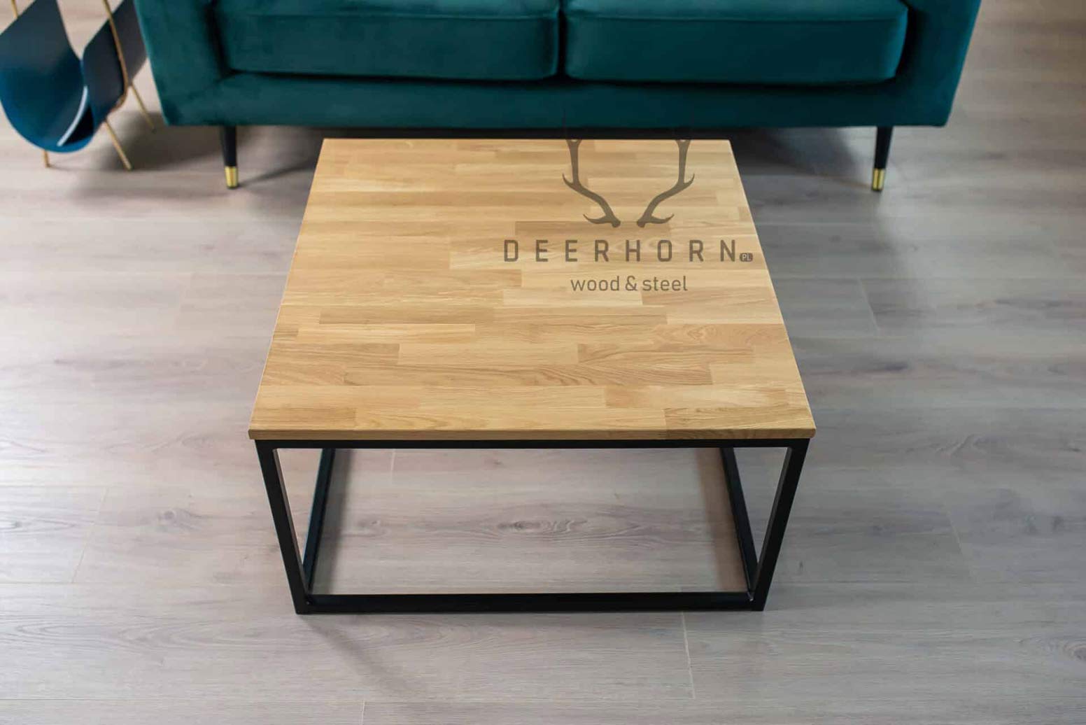 Couchtisch aus Holz und Metall Loft Industrie 70x70cm