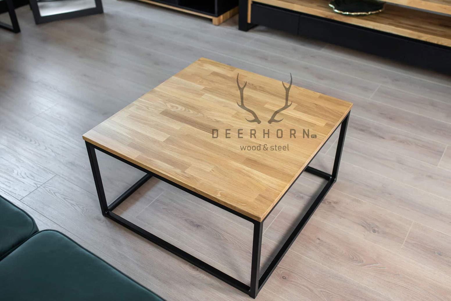 Couchtisch aus Holz und Metall Loft Industrie 70x70cm