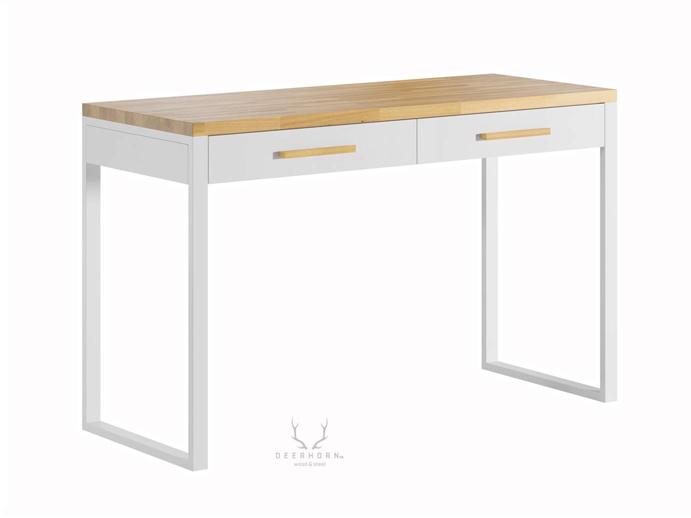 Weißer Schminktisch für das Schlafzimmer mit Holzplatte