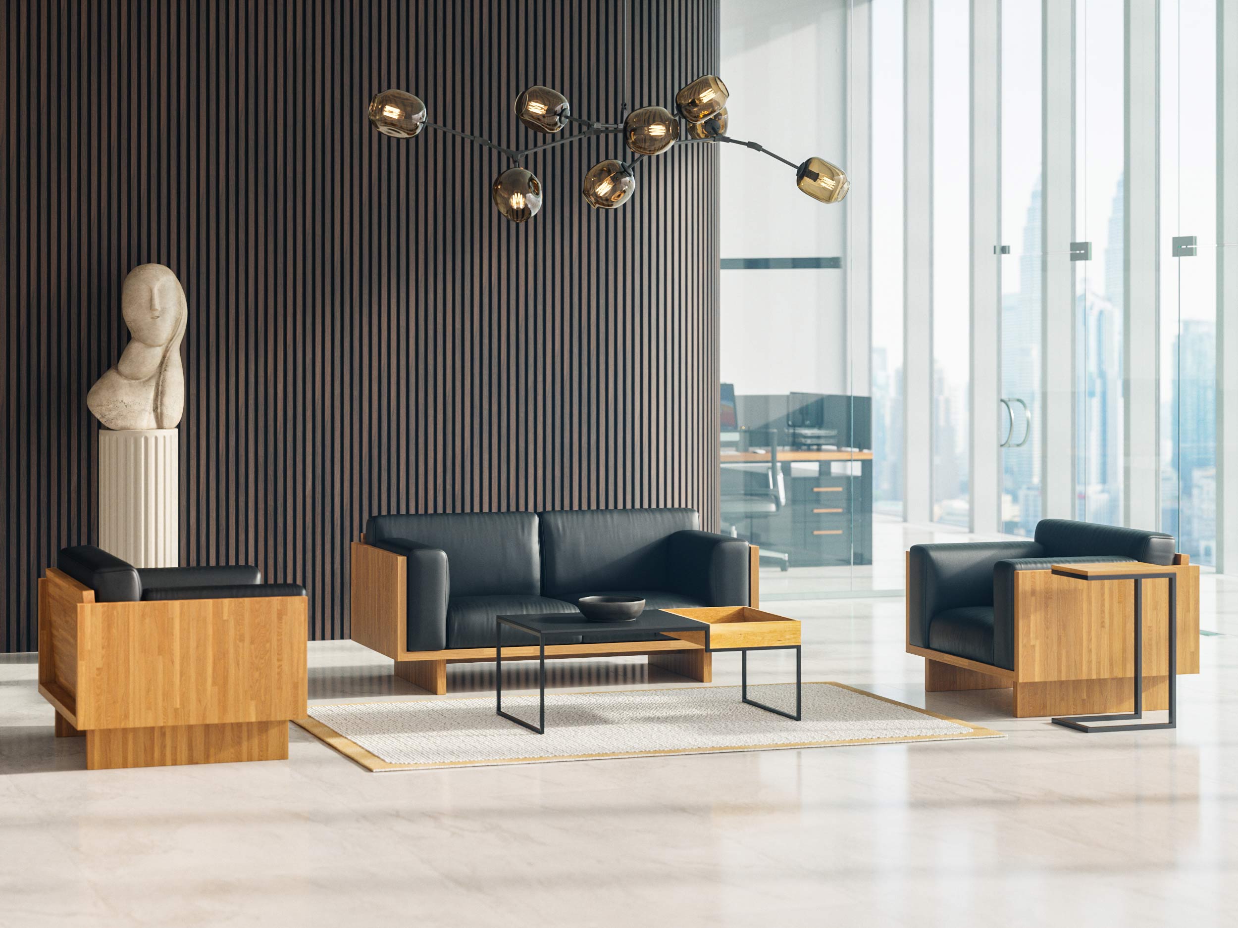 Büro-Sessel, Büro schwarz in ökologischem Leder
