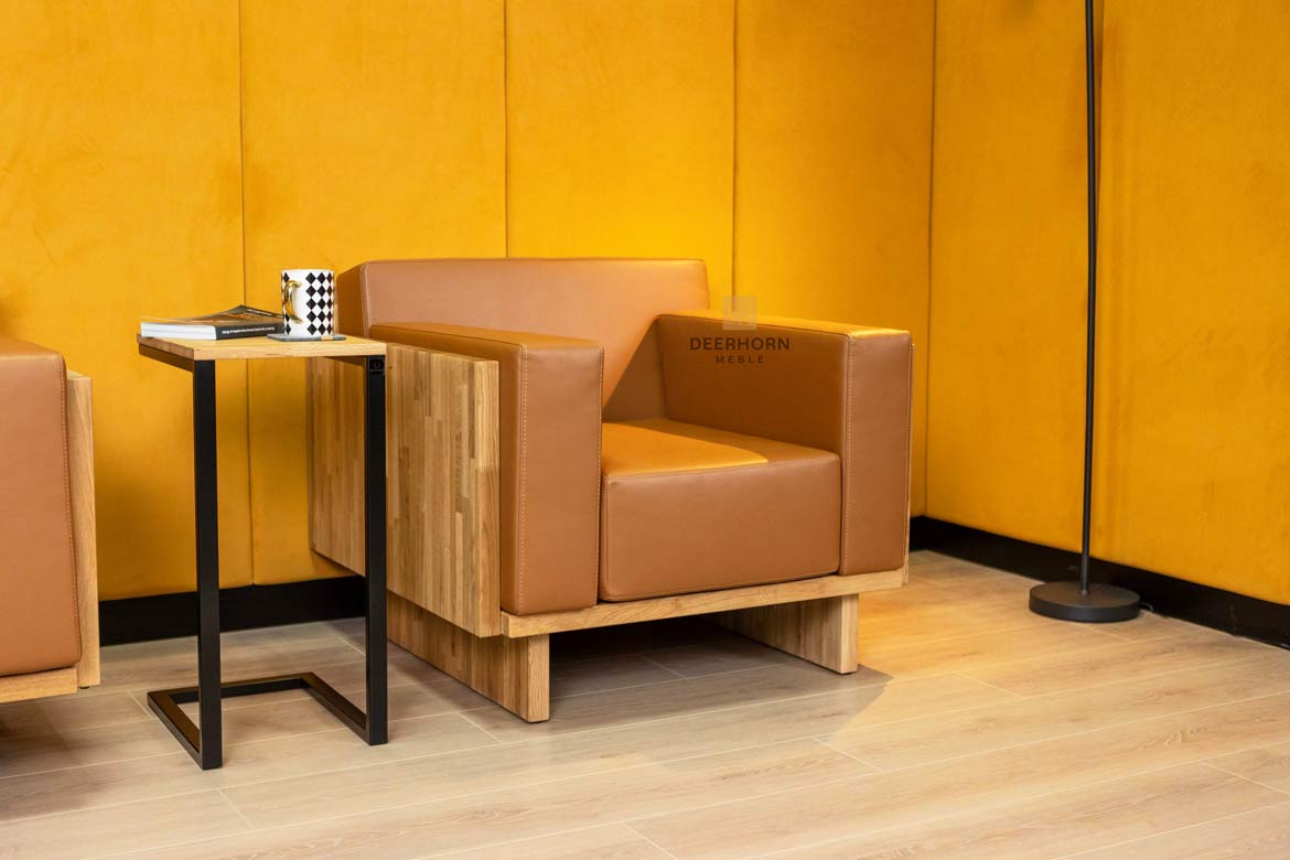 Einzelsessel für Büro, Wartezimmer aus ökologischem Leder, braun