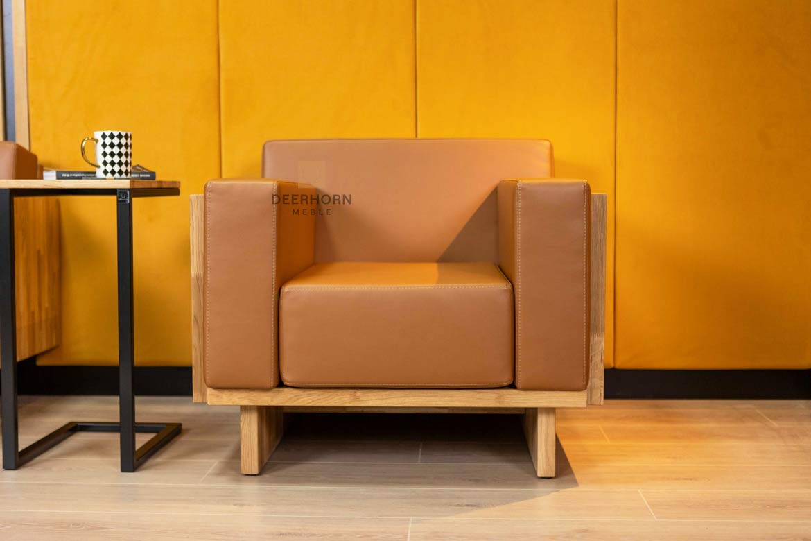 Einzelsessel für Büro, Wartezimmer aus ökologischem Leder, braun