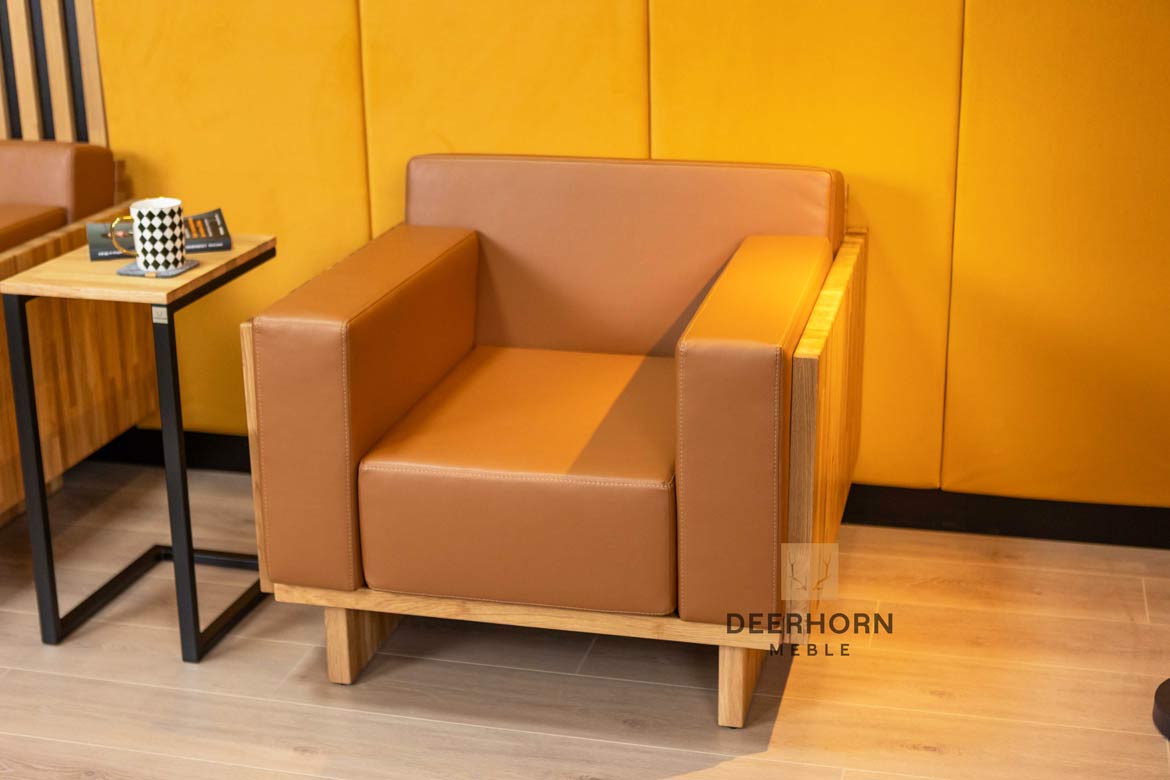 Einzelsessel für Büro, Wartezimmer aus ökologischem Leder, braun