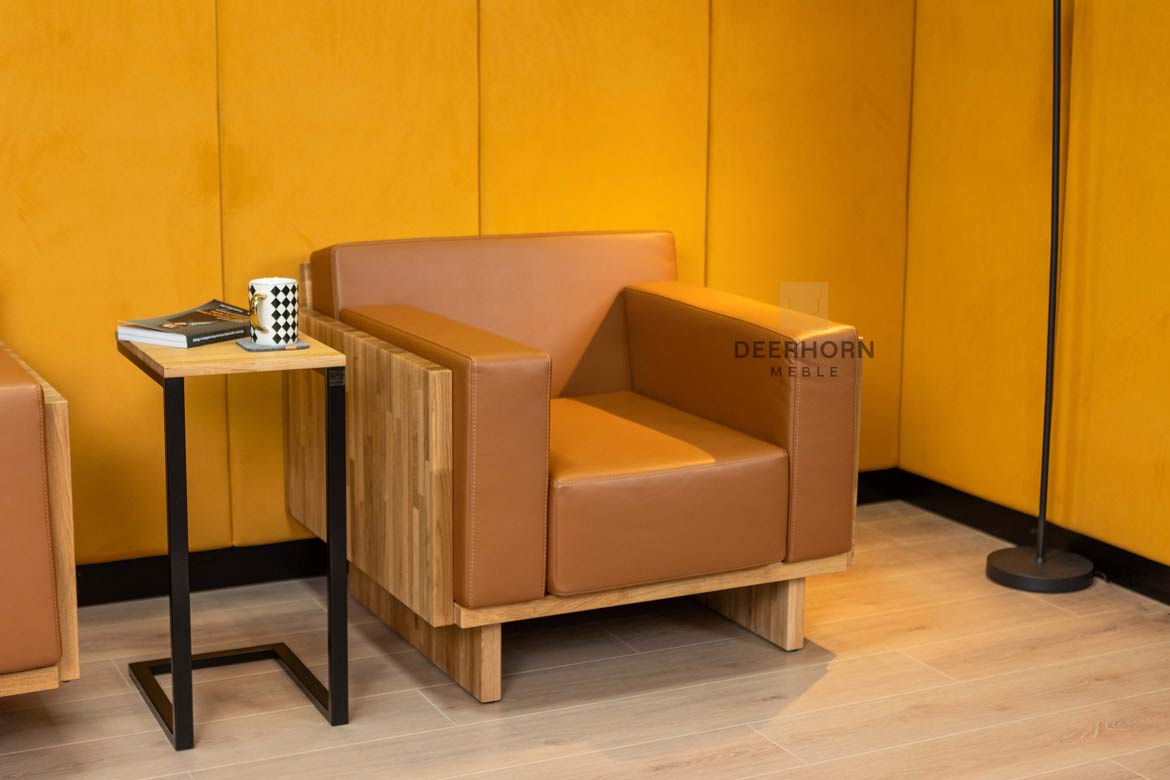 Einzelsessel für Büro, Wartezimmer aus ökologischem Leder, braun