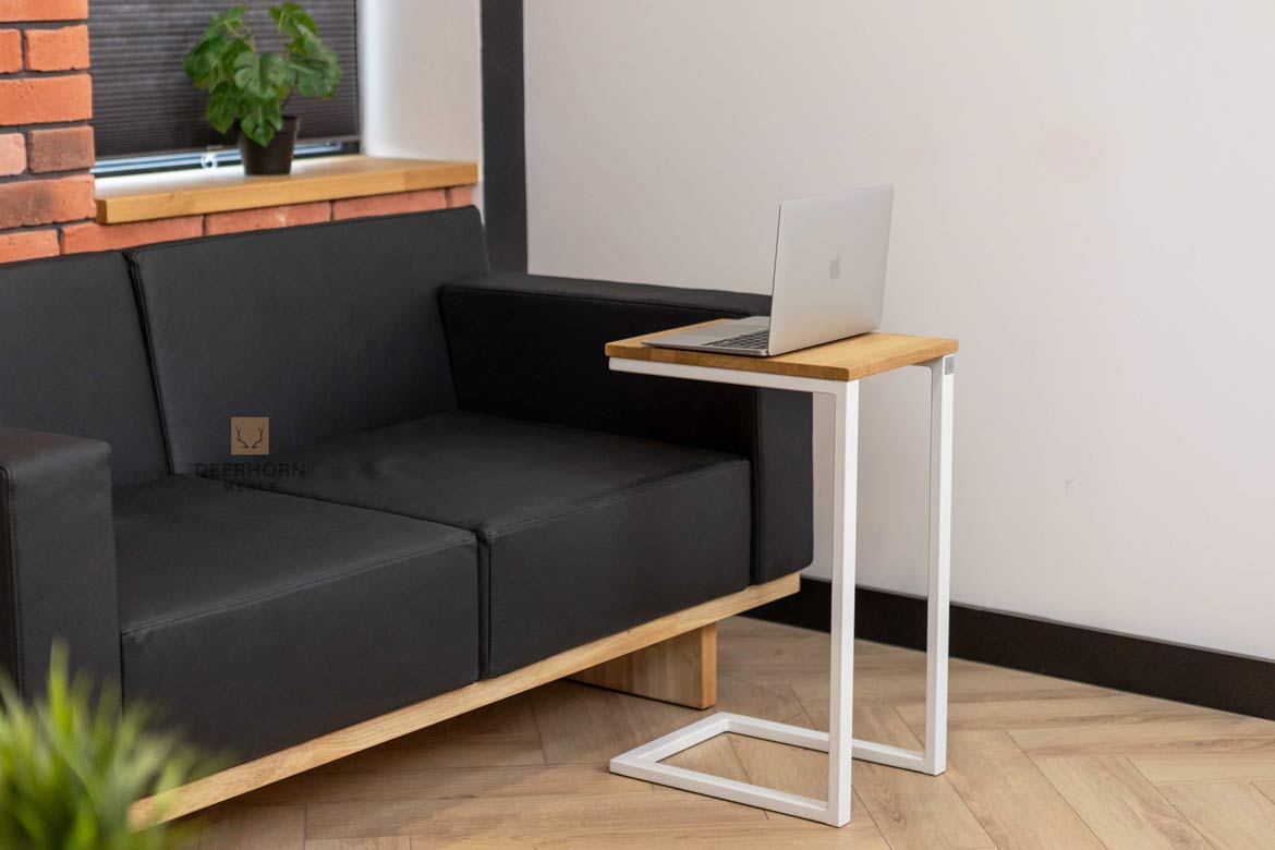Eichenholz Ledersofa für Büro, schwarz, modern