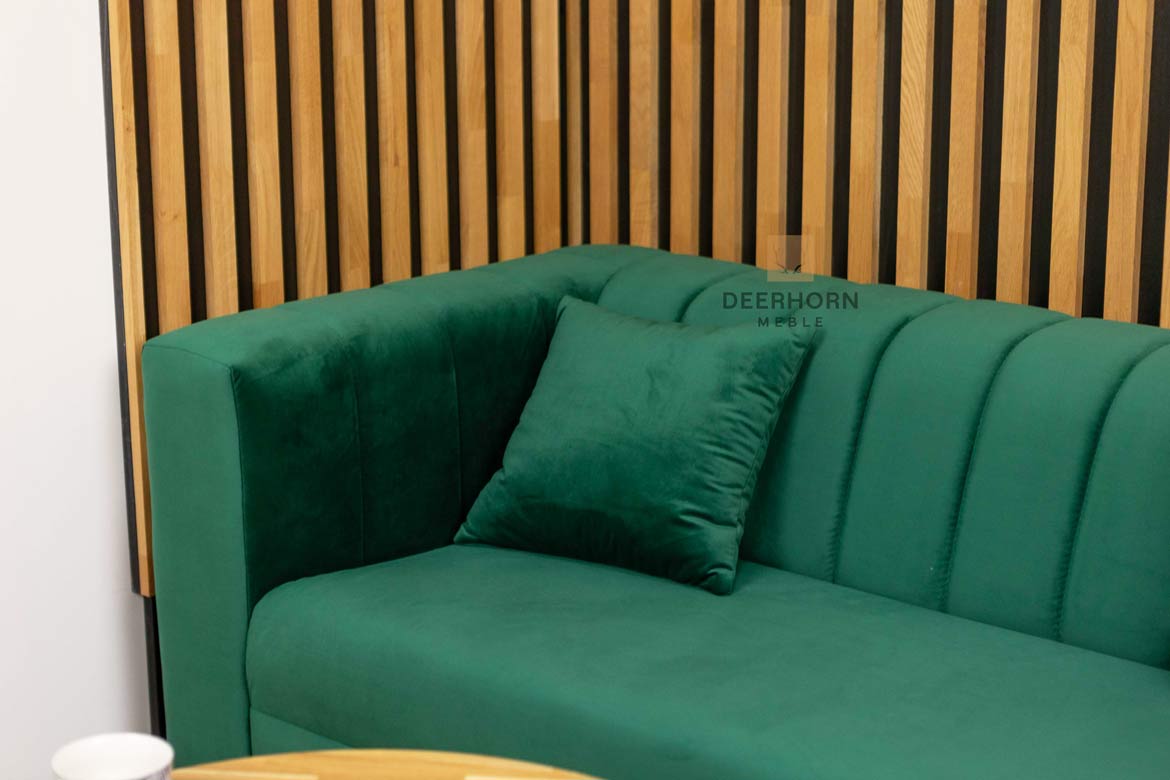 Modernes Dreisitzer-Wohnzimmersofa, aus Samt, flaschengrün