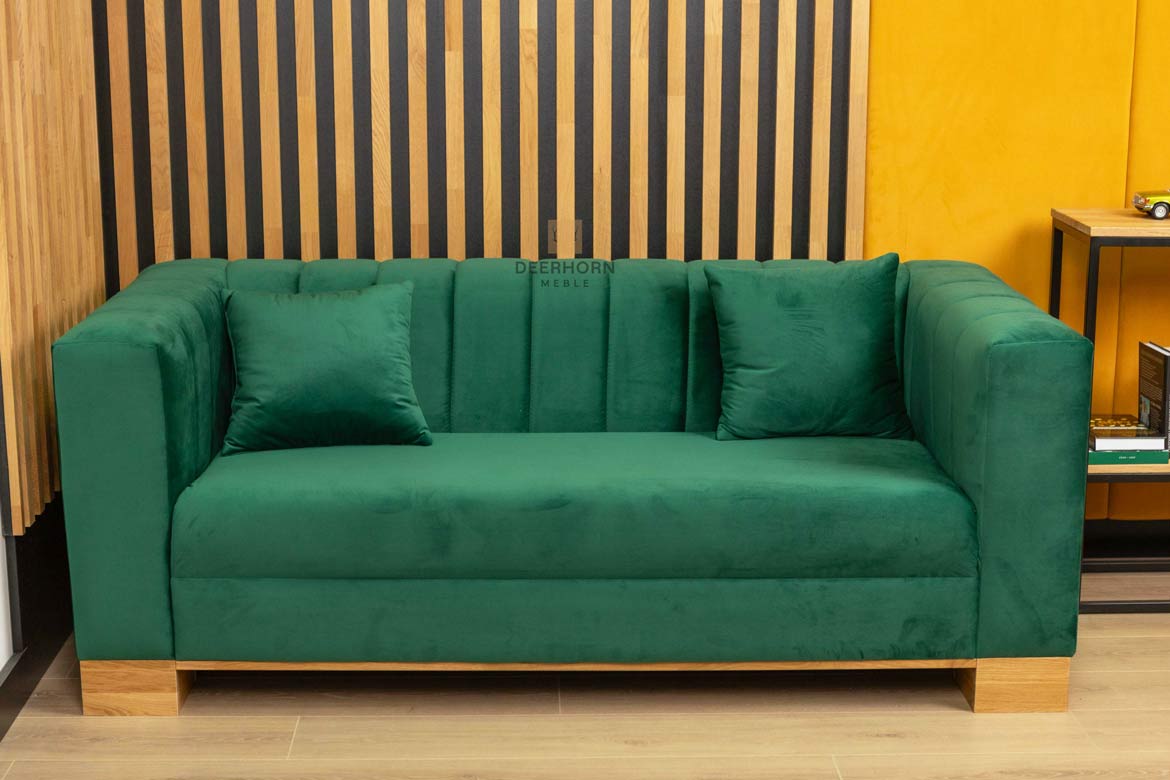 Flaschengrünes Sofa, gepolstert mit weichem Velours