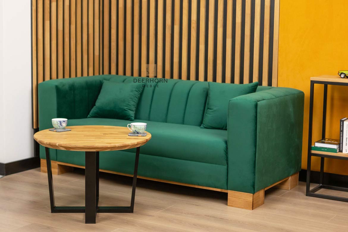 Flaschengrünes Sofa, gepolstert mit weichem Velours