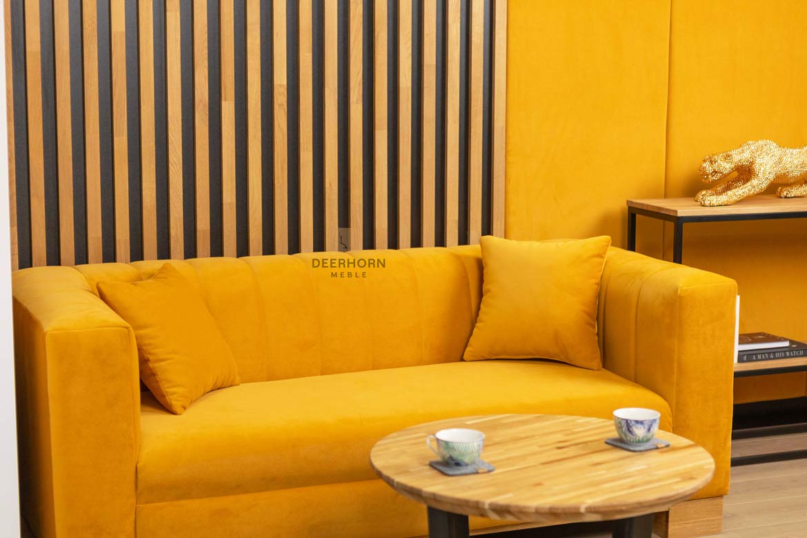Modernes 3-Sitzer-Sofa, Samt mit Holzbeinen