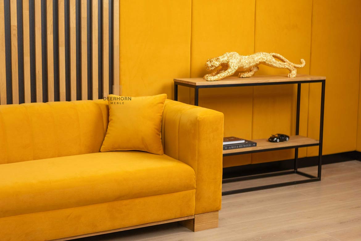 Modernes 3-Sitzer-Sofa, Samt mit Holzbeinen