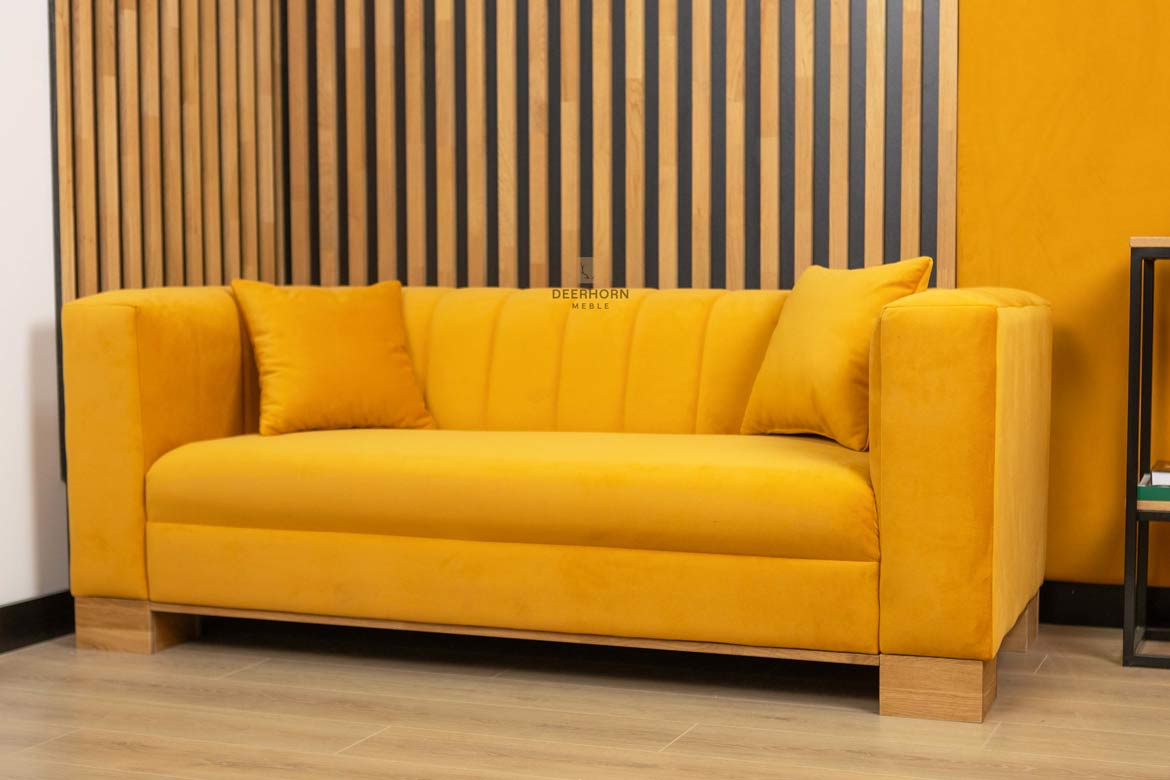 Modernes 3-Sitzer-Sofa, Samt mit Holzbeinen