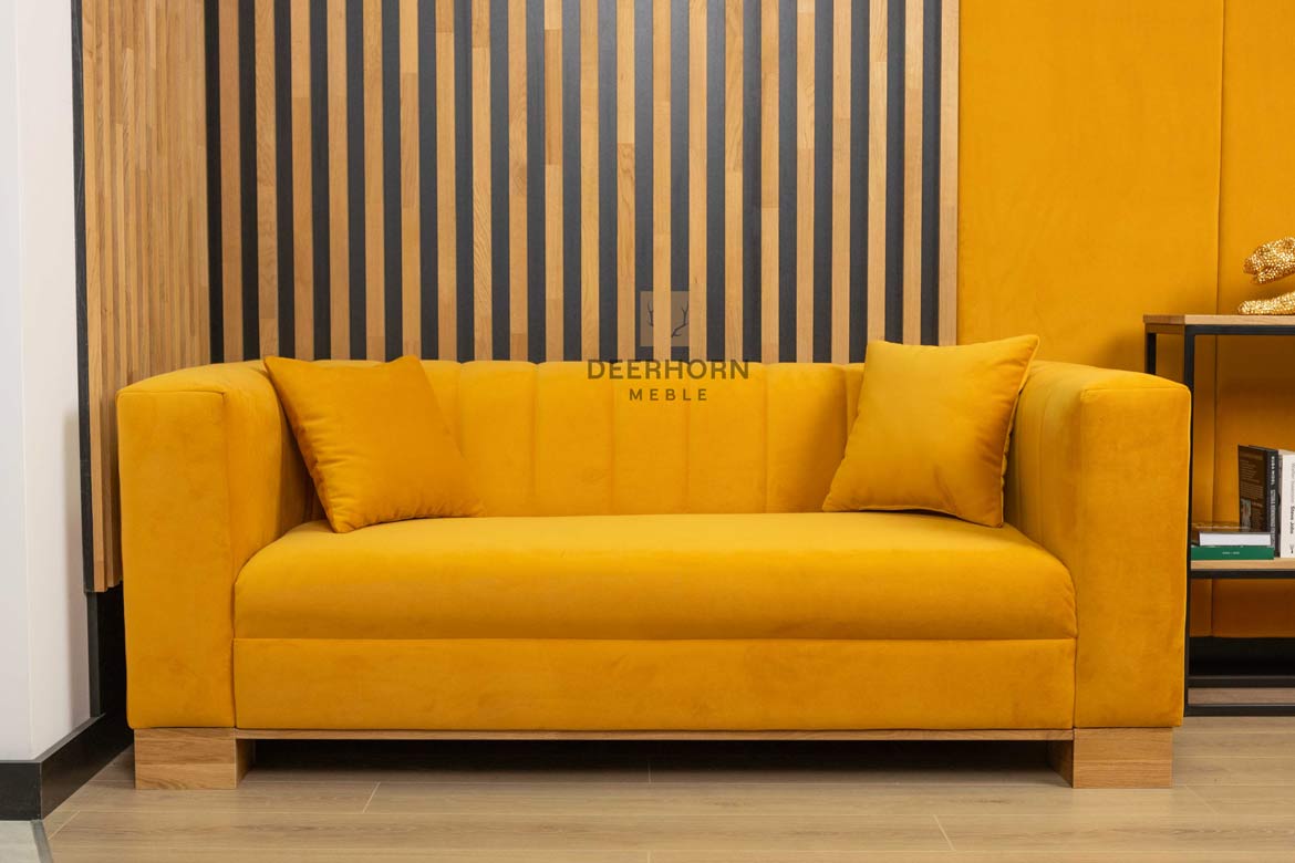 Modernes 3-Sitzer-Sofa, Samt mit Holzbeinen