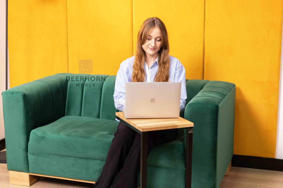 Zweisitzer-Sofa aus grünem Samt für Wartezimmer, Büro
