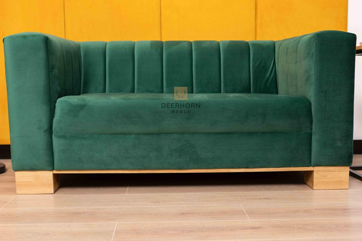 Zweisitzer-Sofa aus grünem Samt für Wartezimmer, Büro