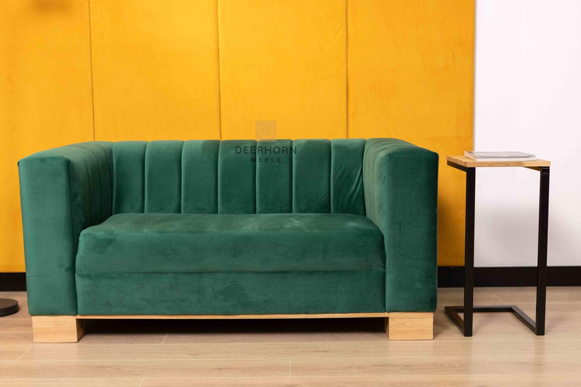 Zweisitzer-Sofa aus grünem Samt für Wartezimmer, Büro