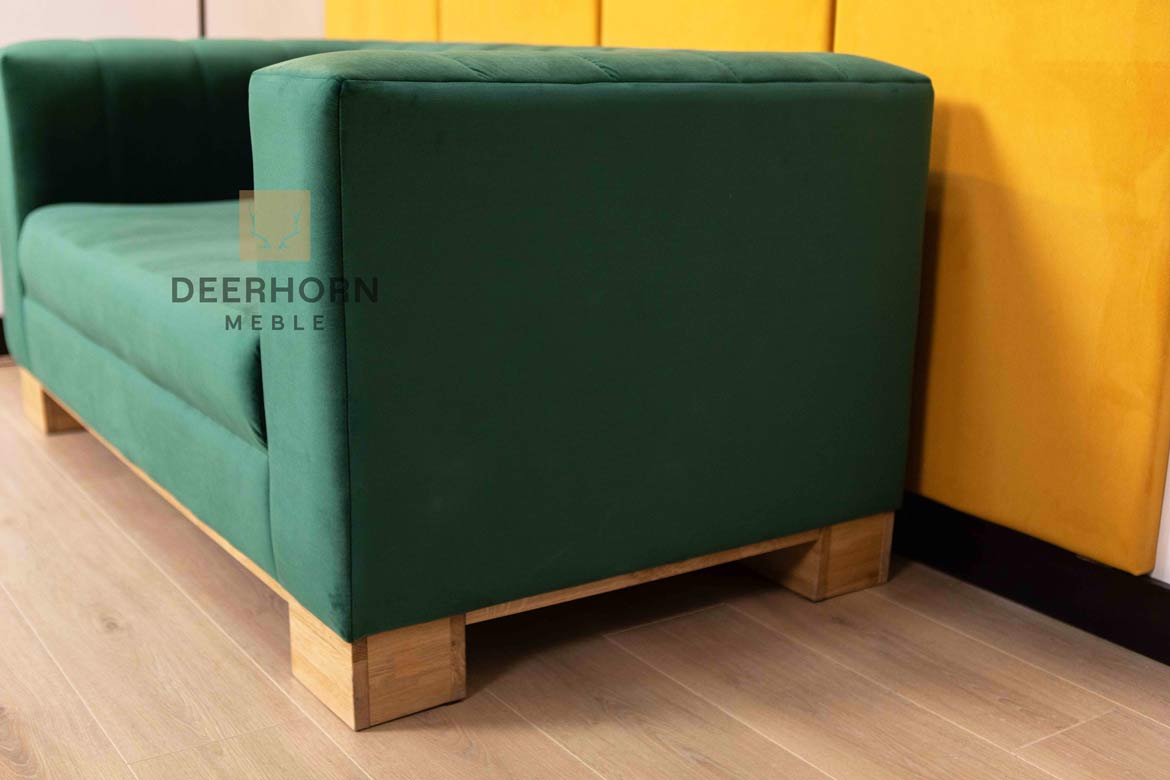 Zweisitzer-Sofa aus grünem Samt für Wartezimmer, Büro