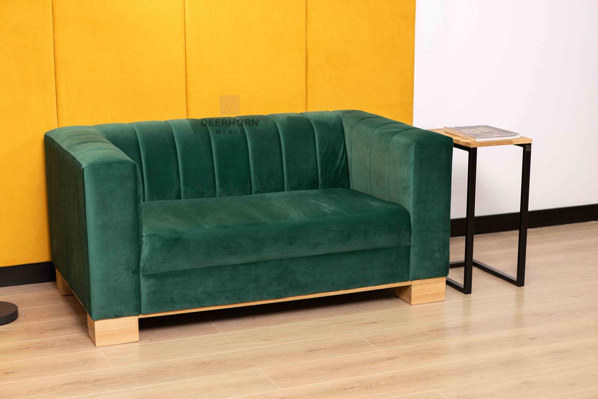 Zweisitzer-Sofa aus grünem Samt für Wartezimmer, Büro