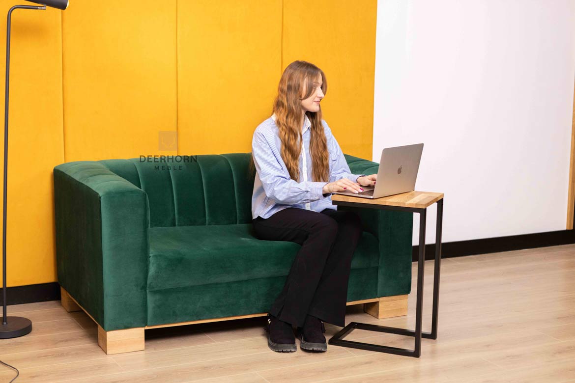 Zweisitzer-Sofa aus grünem Samt für Wartezimmer, Büro
