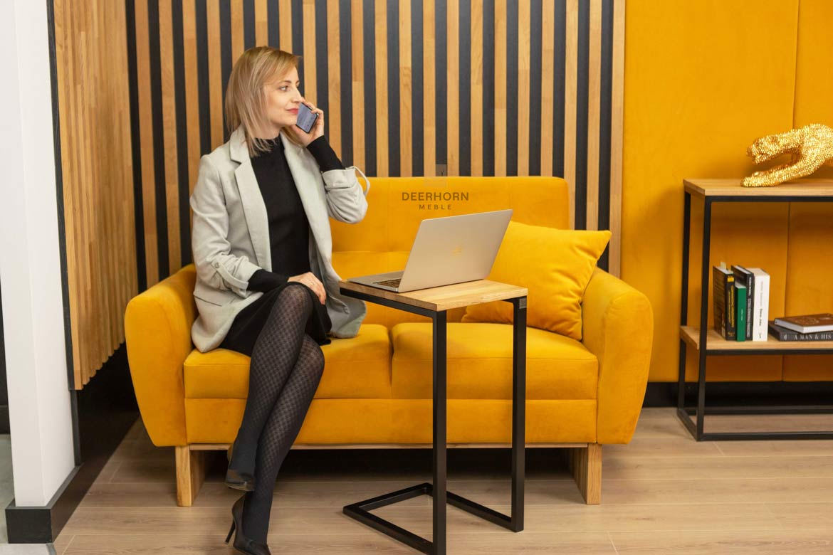 Zweisitziges Velours-Bürosofa