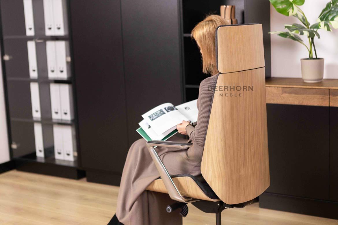 Bürosessel aus Holz, Eiche, gepolstert