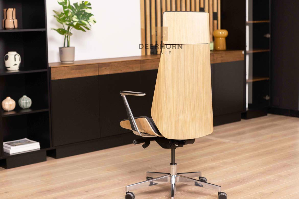Bürosessel aus Holz, Eiche, gepolstert