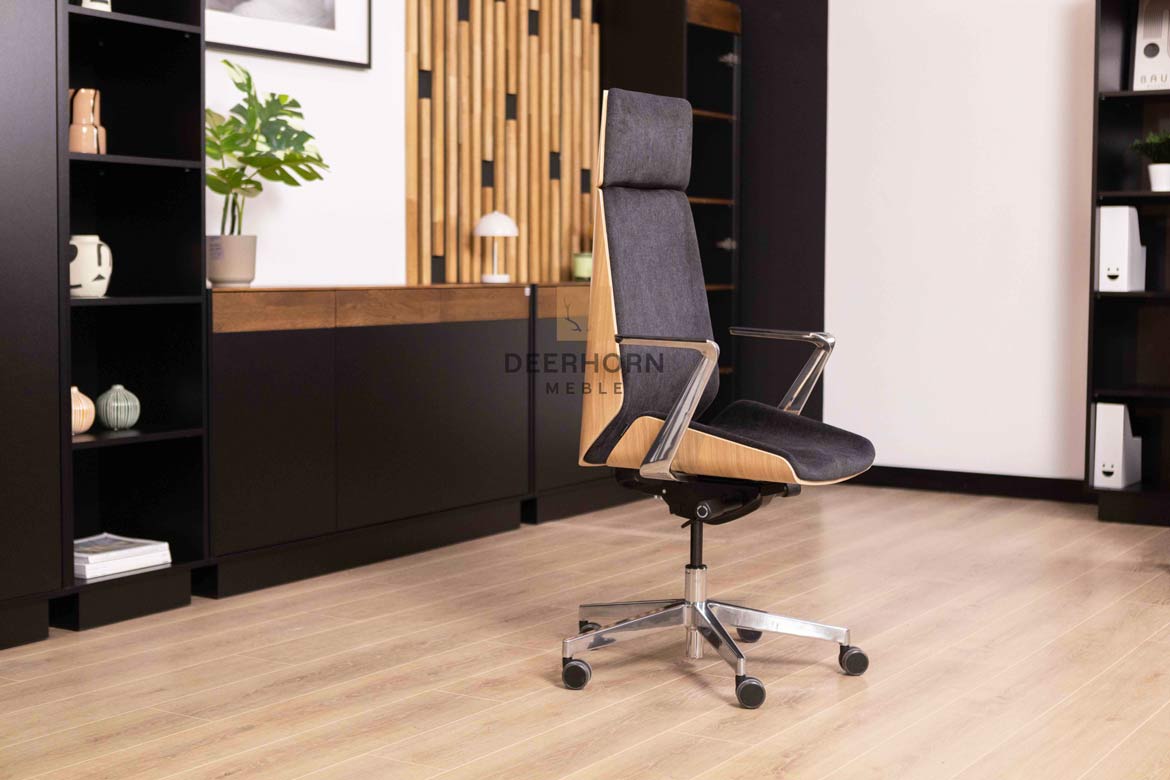 Bürosessel aus Holz, Eiche, gepolstert