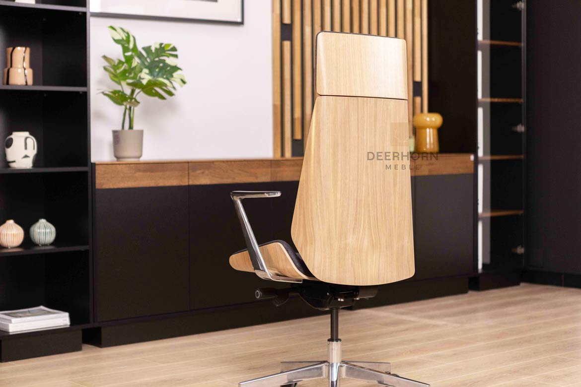 Bürosessel aus Holz, Eiche, gepolstert