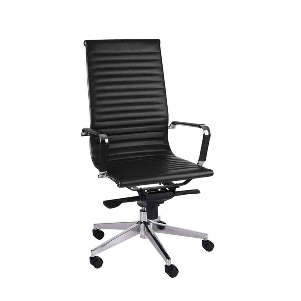 Bürosessel, ergonomisch, schwarzes Leder