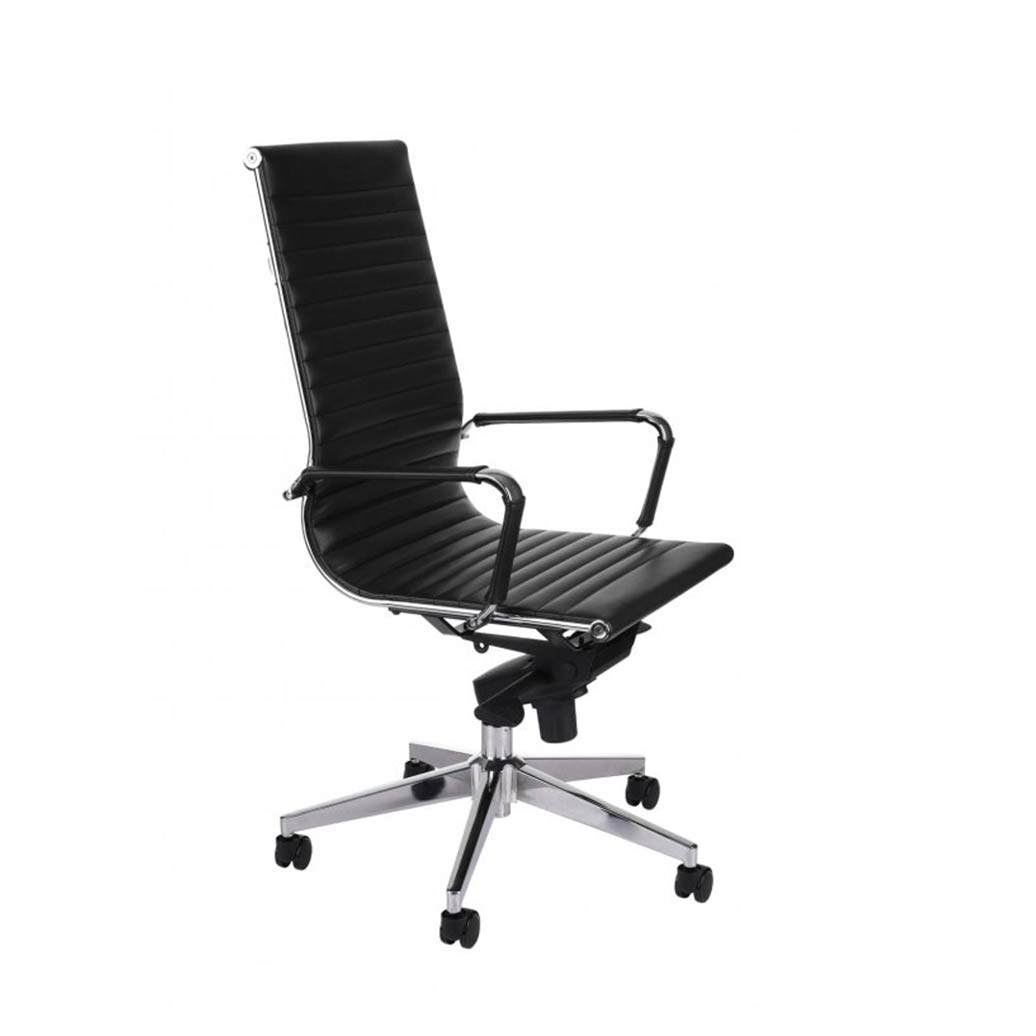 Bürosessel, ergonomisch, schwarzes Leder