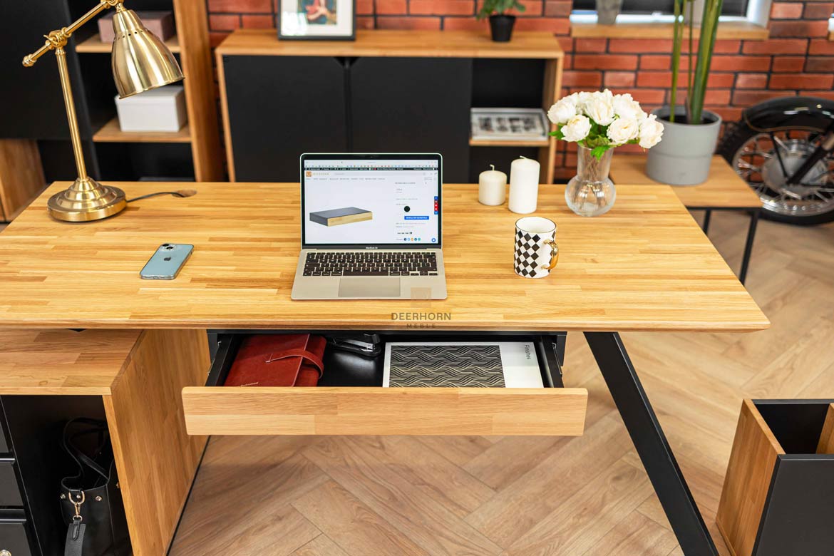 Schublade mit hoher Holzfront für Schreibtisch