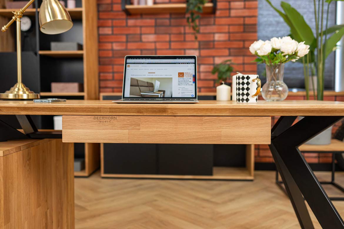 Schublade mit hoher Holzfront für Schreibtisch