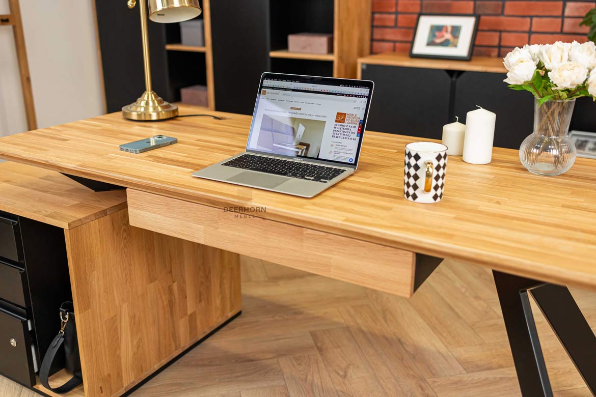 Schublade mit hoher Holzfront für Schreibtisch
