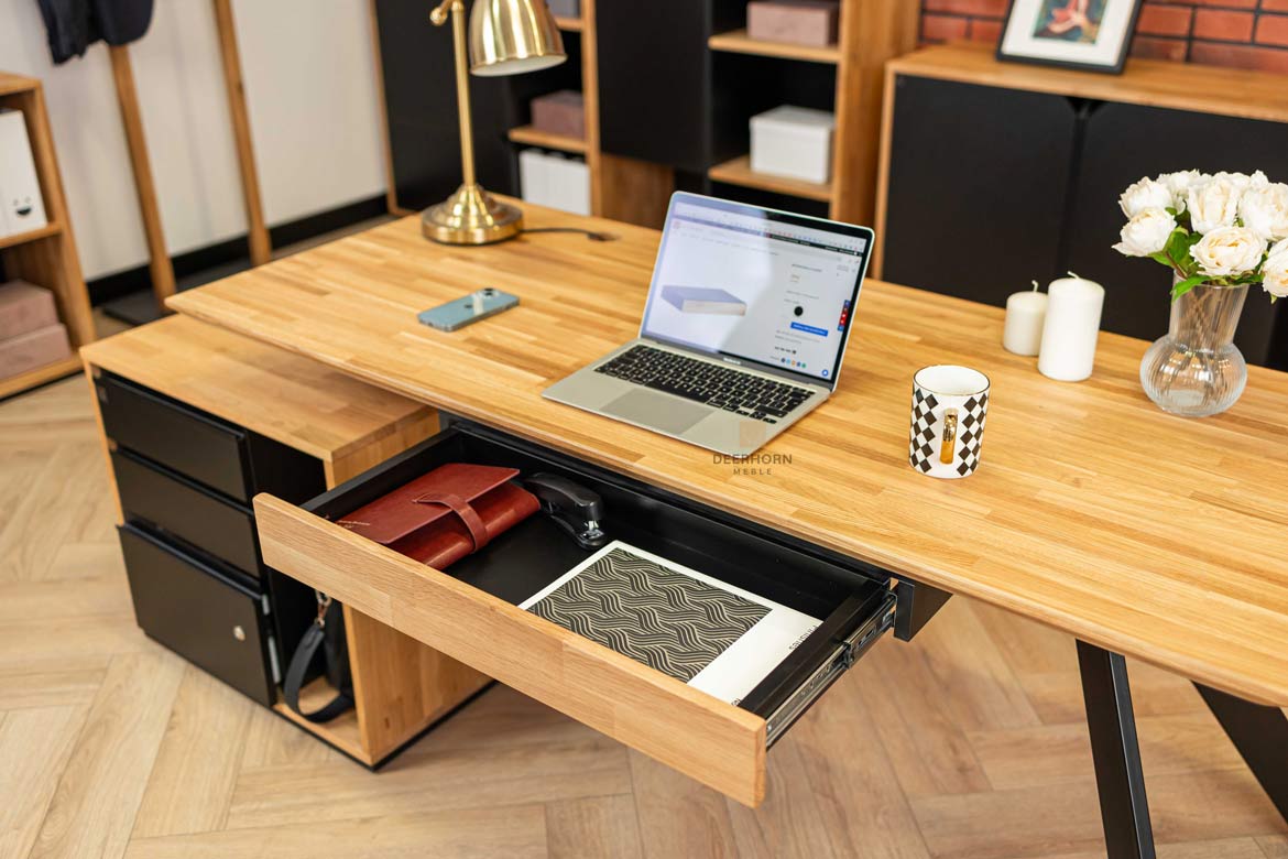 Schublade mit hoher Holzfront für Schreibtisch