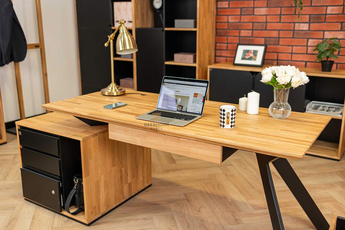 Schublade mit hoher Holzfront für Schreibtisch