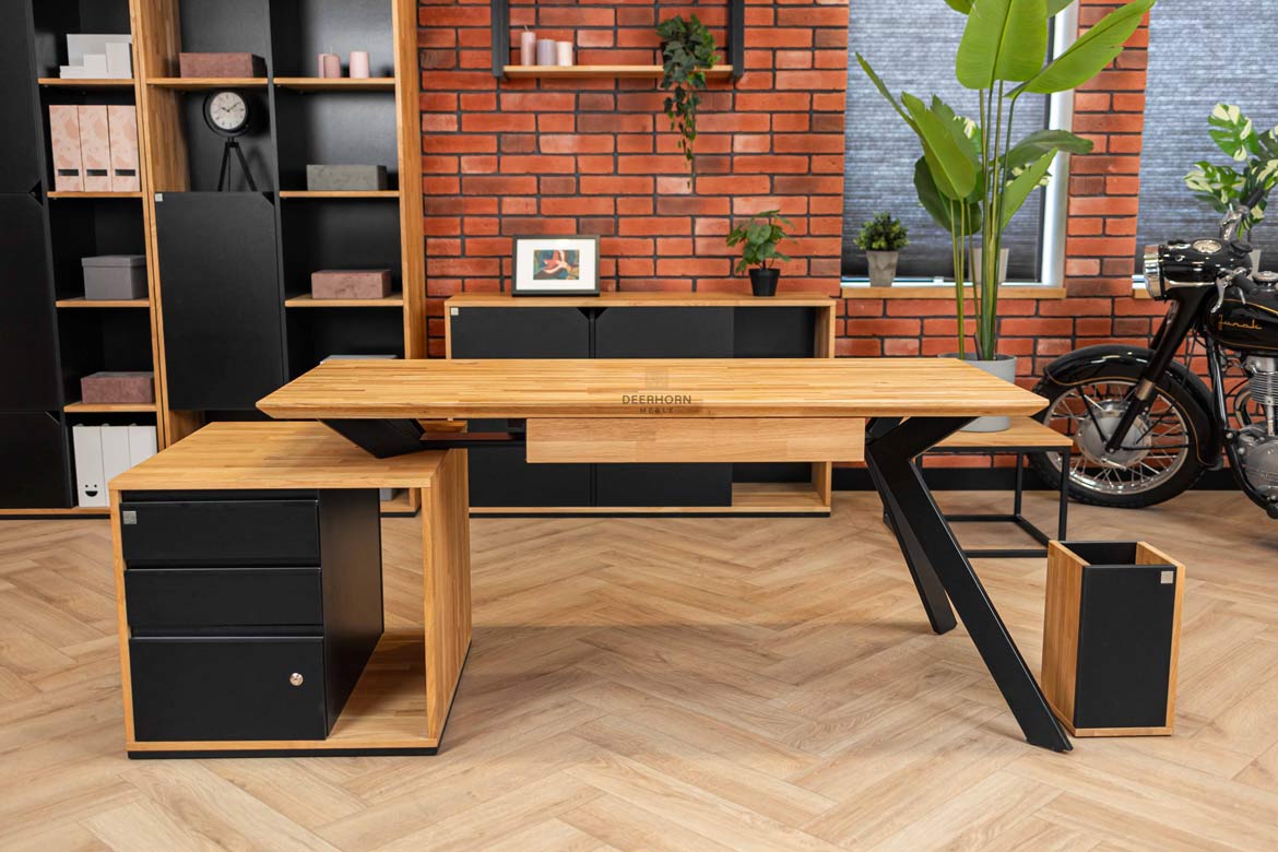 Schublade mit hoher Holzfront für Schreibtisch