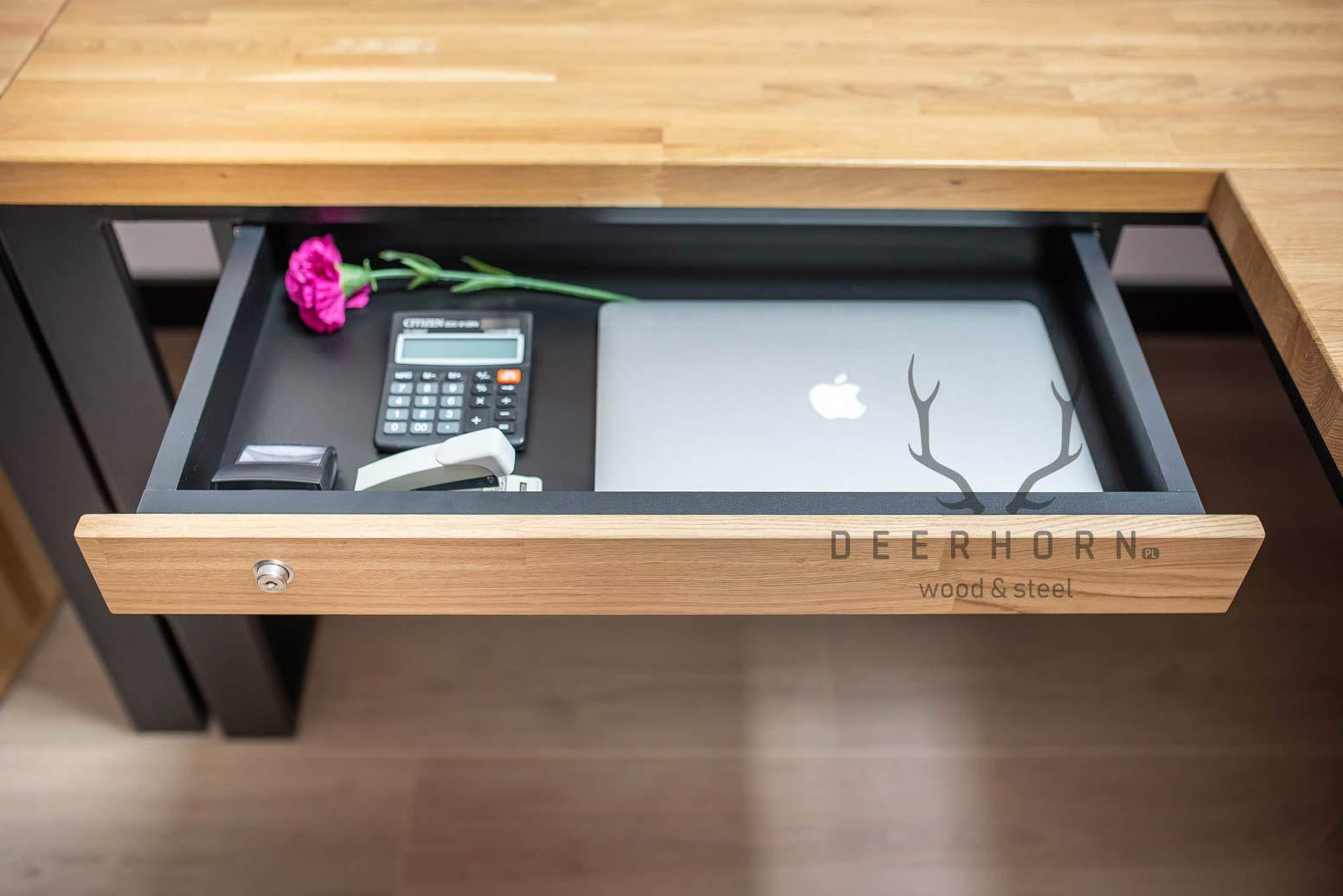 Schublade mit niedriger Front, abschließbar für Loft-Schreibtisch Deerhorn