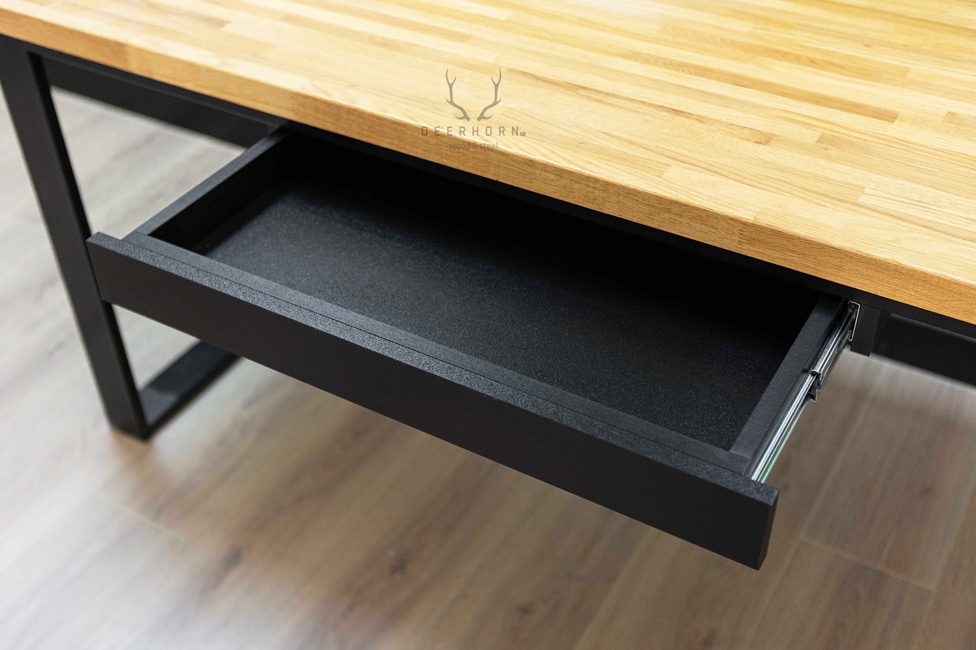 Schublade mit niedriger Front für Loft Industrie Schreibtisch schwarz