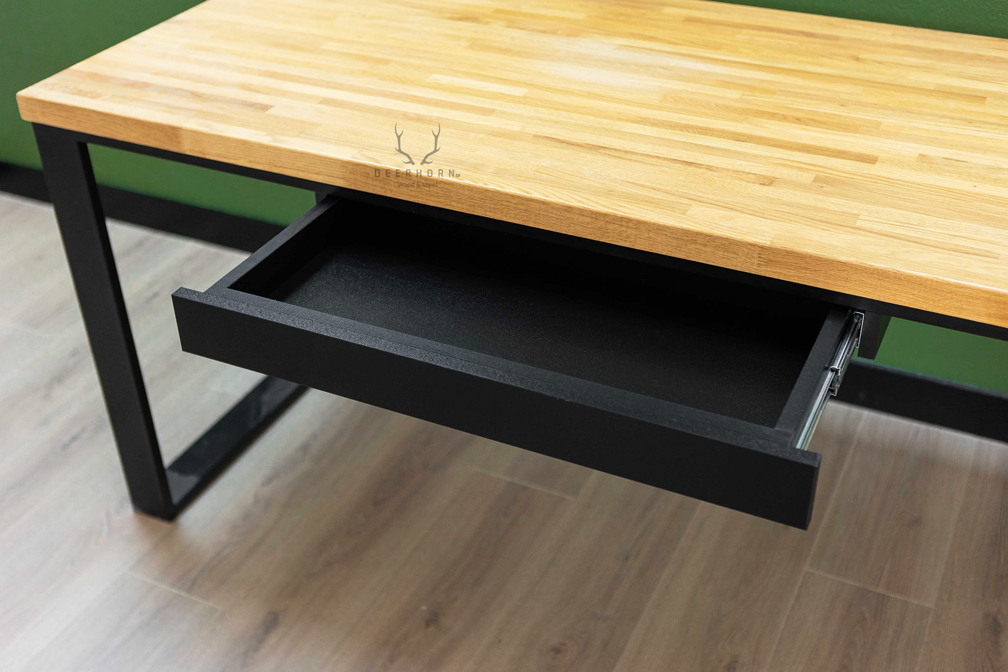 Schublade mit niedriger Front für Loft Industrie Schreibtisch schwarz