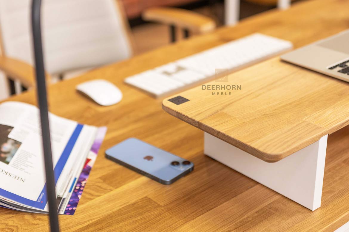 Monitortischverlängerung weiß mit Holz