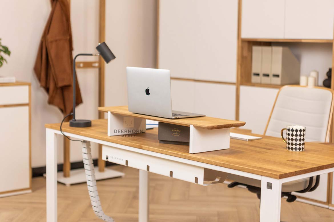 Monitortischverlängerung weiß mit Holz