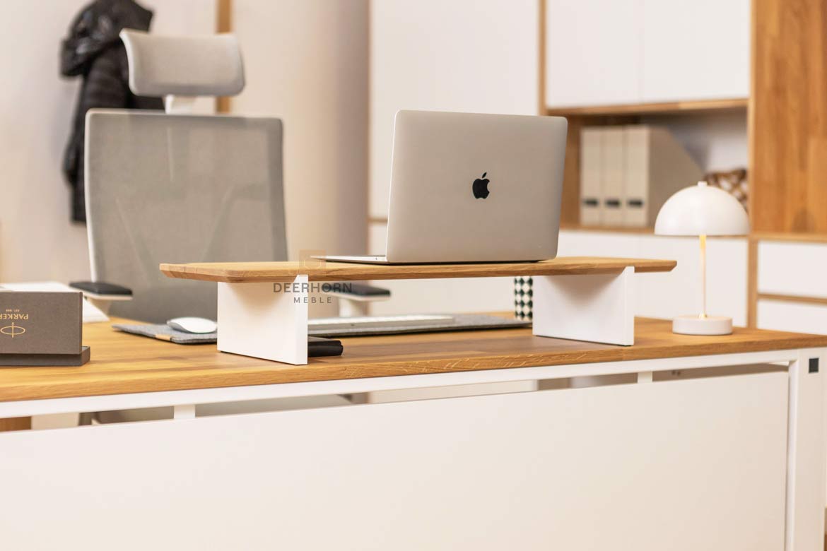 Monitortischverlängerung weiß mit Holz