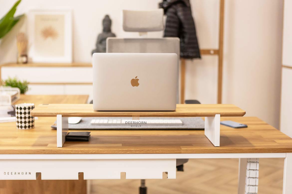 Monitortischverlängerung weiß mit Holz