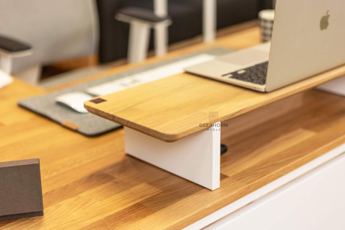 Monitortischverlängerung weiß mit Holz